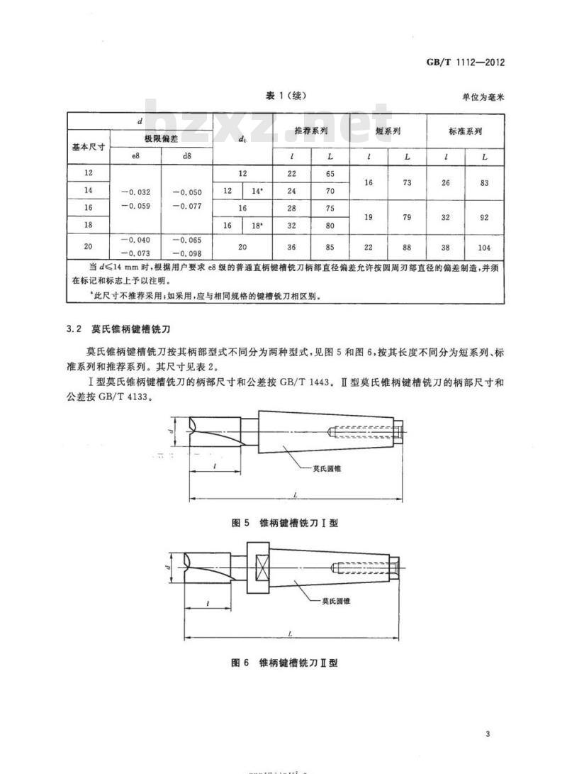 GB/T 1112-2012 键槽铣刀