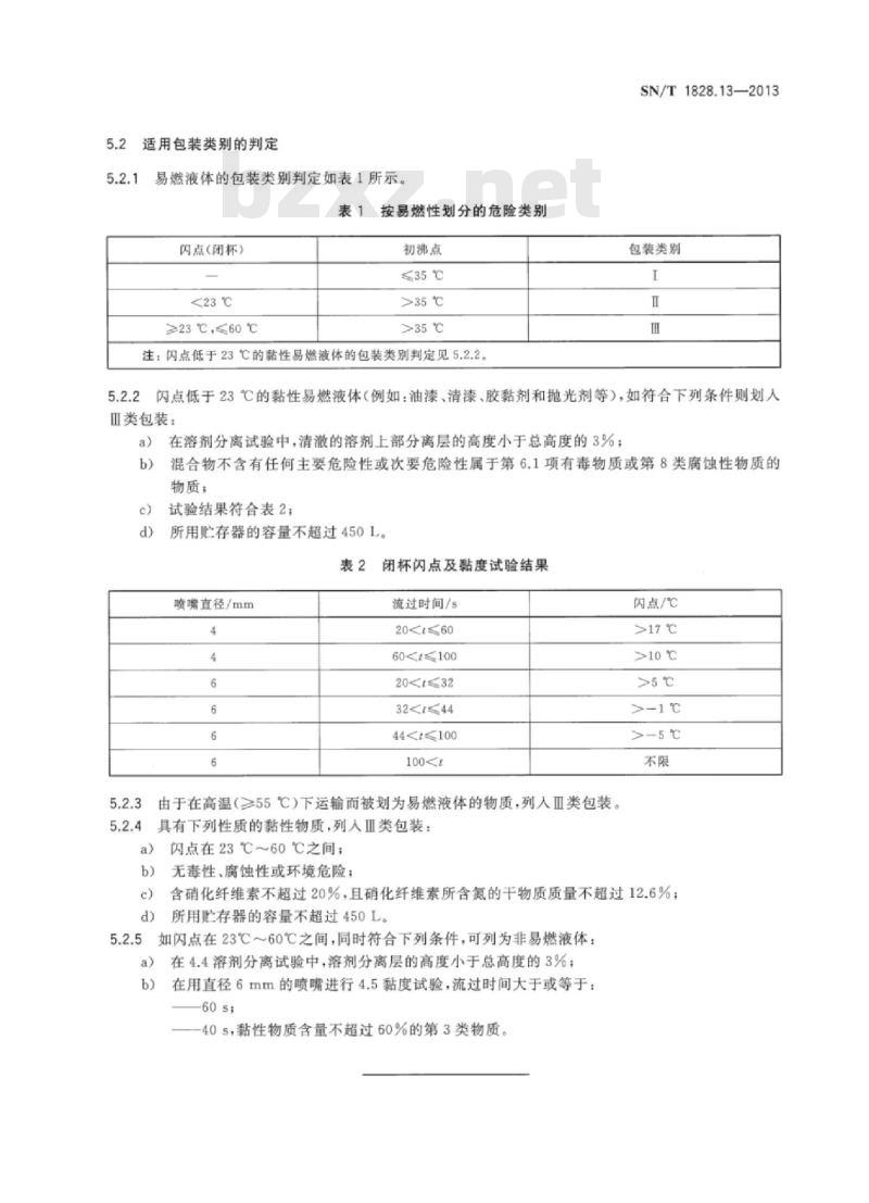 SN/T 1828.13-2013 进出口危险货物分类试验方法第13部分:易燃液体