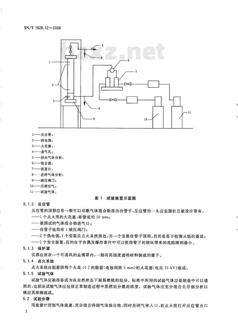 SN/T 1828.12-2006 进出口危险货物分类试验方法第12部分:易燃气体