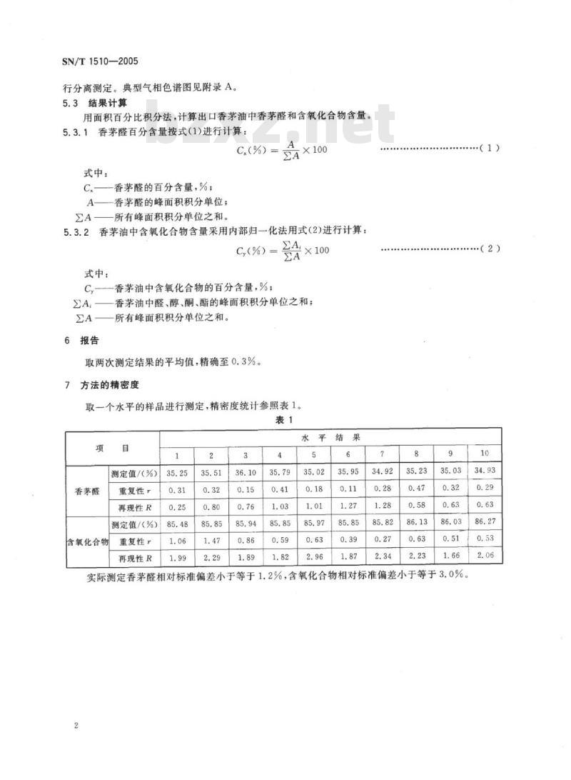 SN/T 1510-2005 出口天然香茅油中香茅醛和含氧化合物含量的测定气相色谱法