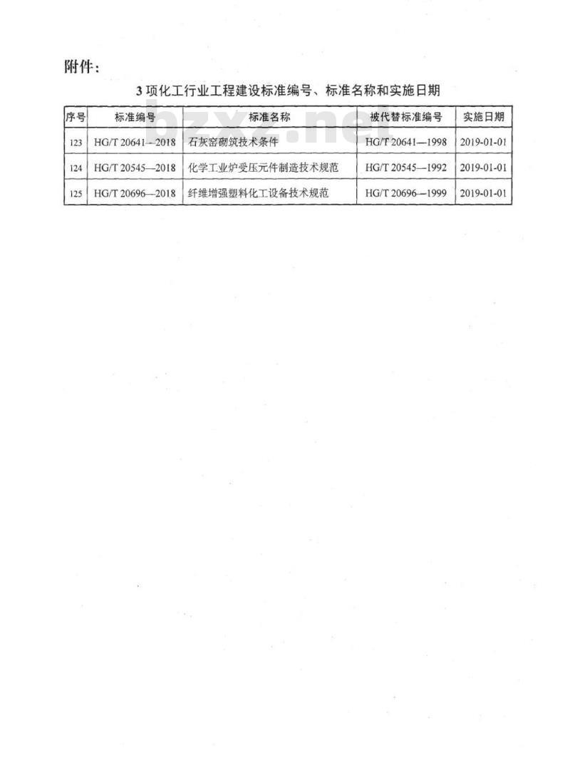 HG/T 20641-2018 代替 HG/T 20641-1998 石灰窑砌筑技术条件