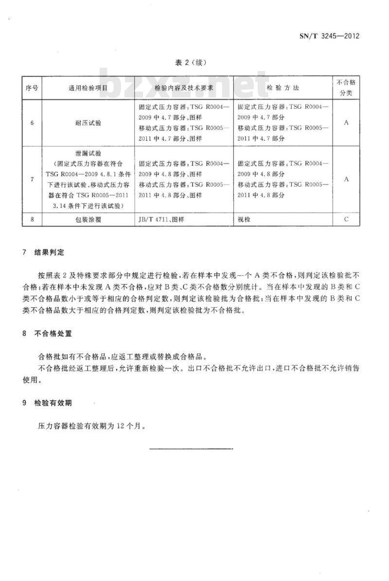 SN/T 3245-2012 进出口压力容器检验规程通用要求