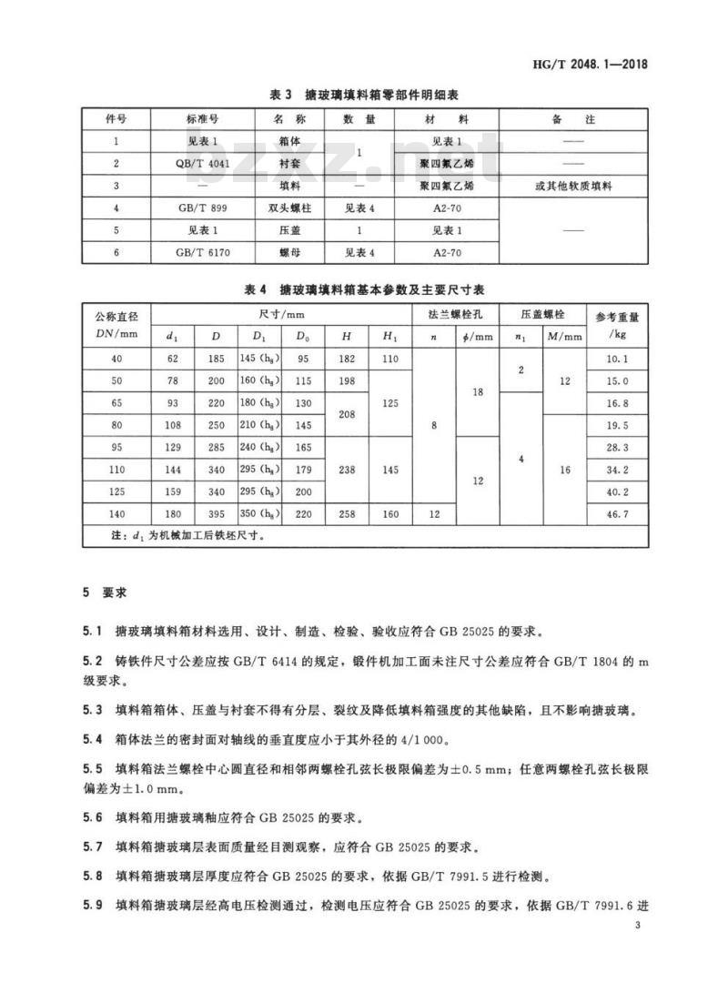 HG/T 2048. 1-2018 代替 HG/T 2048. 1-2012 搪玻璃填料箱