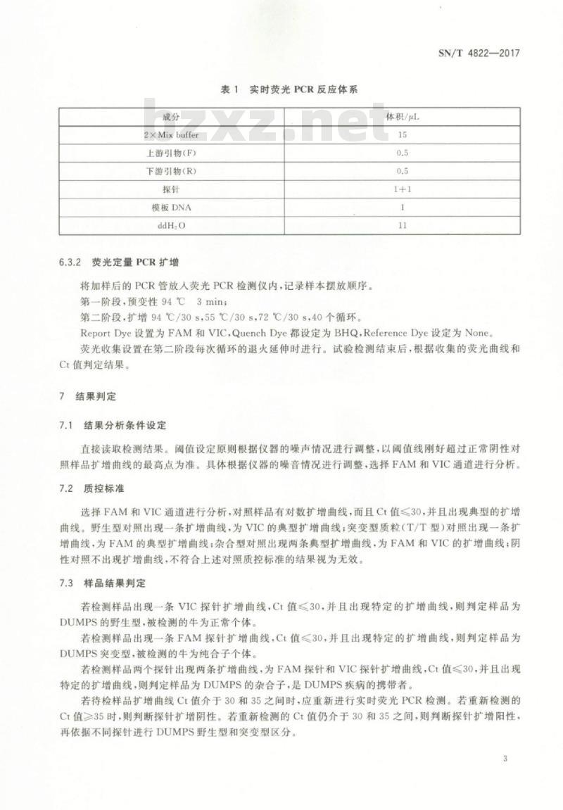 SN/T 4822-2017 牛尿苷酸合酶缺乏症荧光定量PCR检测方法