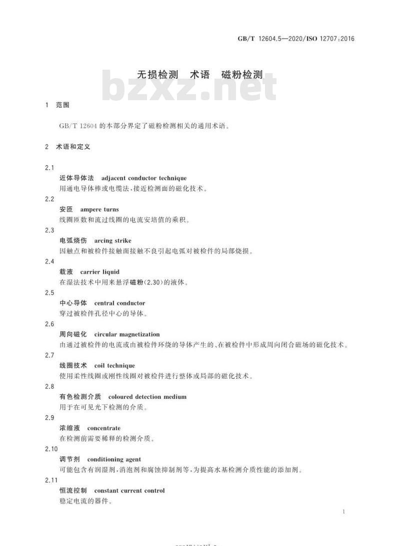 GB/T 12604.5-2020 无损检测 术语 磁粉检测