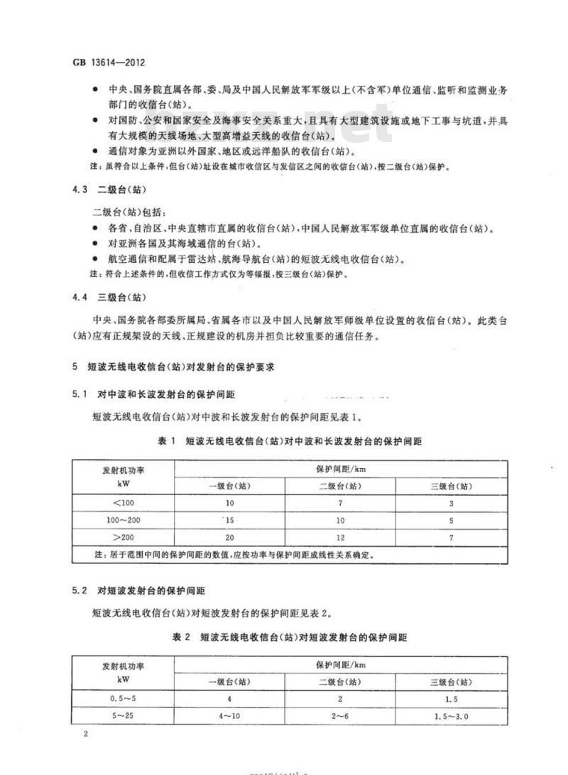 GB 13614-2012 短波无线电收信台(站)及测向台(站)电磁环境要求