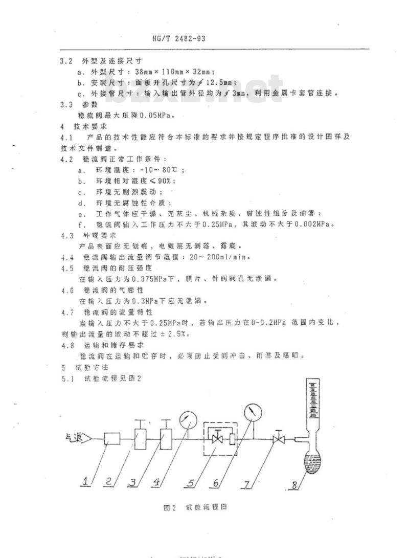 HG/T 2482-93 气体稳流阀技术条件
