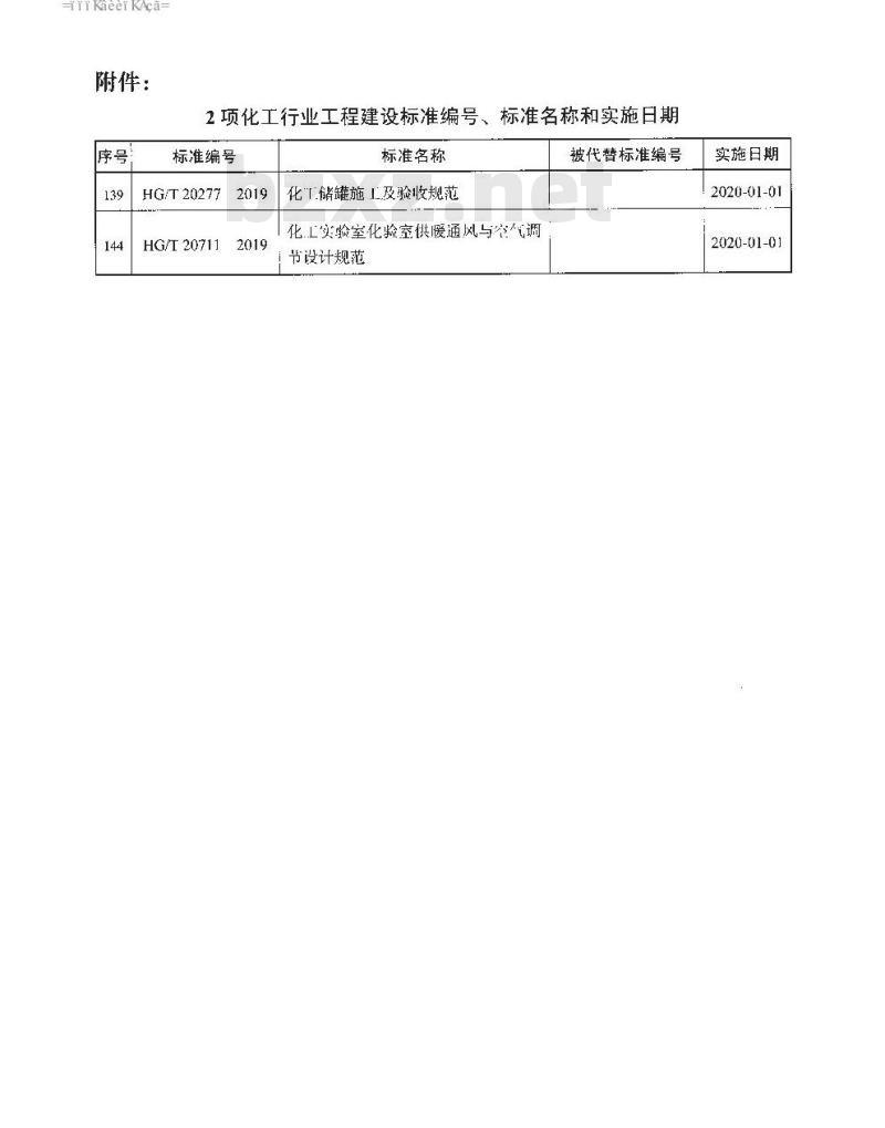 HG/T 20711-2019 化工实验室化验室供暖通风与空气调节设计规范
