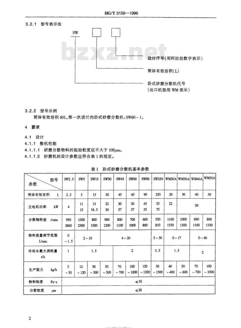 HG/T 3159-1999 卧式砂磨分散机