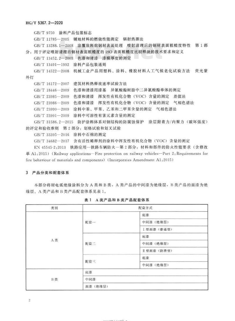 HG/T 5367. 2-2020 轨道交通车辆用涂料 第2部分:耐电弧绝缘涂料