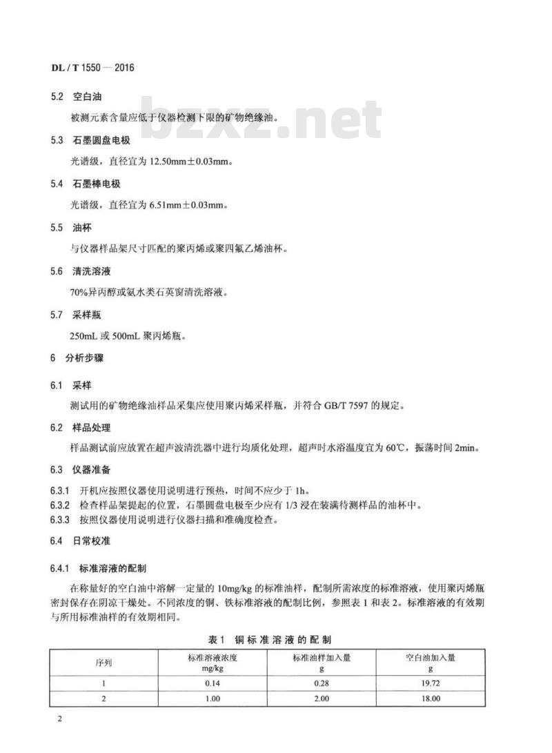DL/T 1550-2016 矿物绝缘油中金属铜、铁含量测定法旋转圆盘电极发射光谱法
