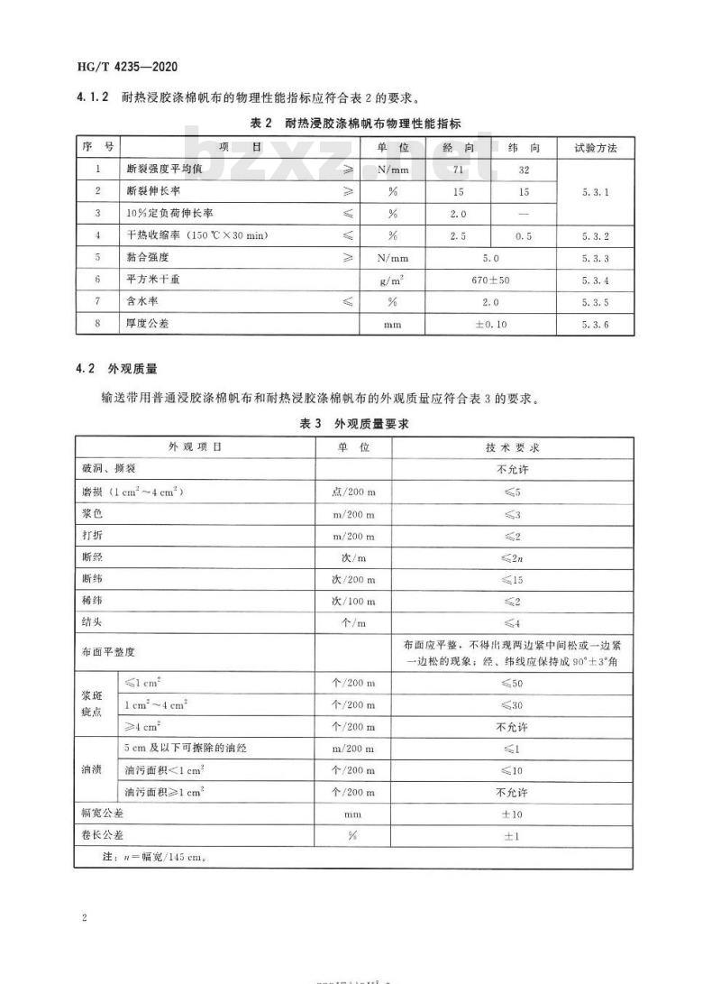 HG/T 4235-2020 代替HG/T 4235-2011 输送带用浸胶涤棉帆布