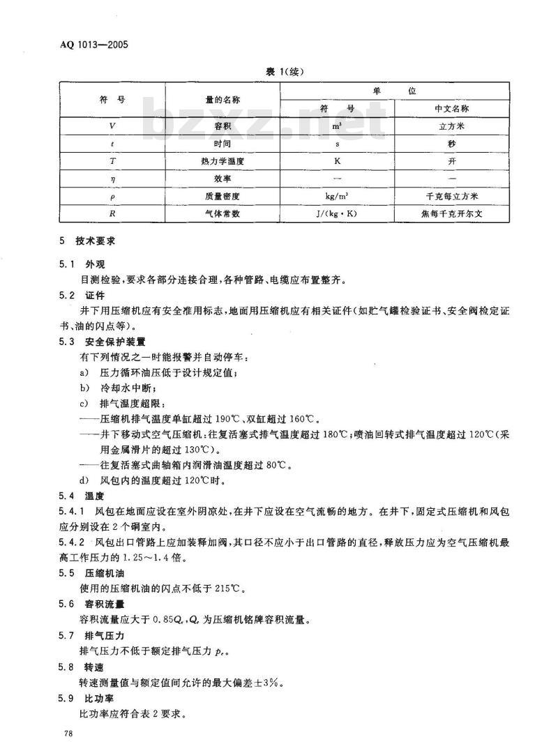 AQ 1013-2005 煤矿在用空气压缩机安全检测检验规范