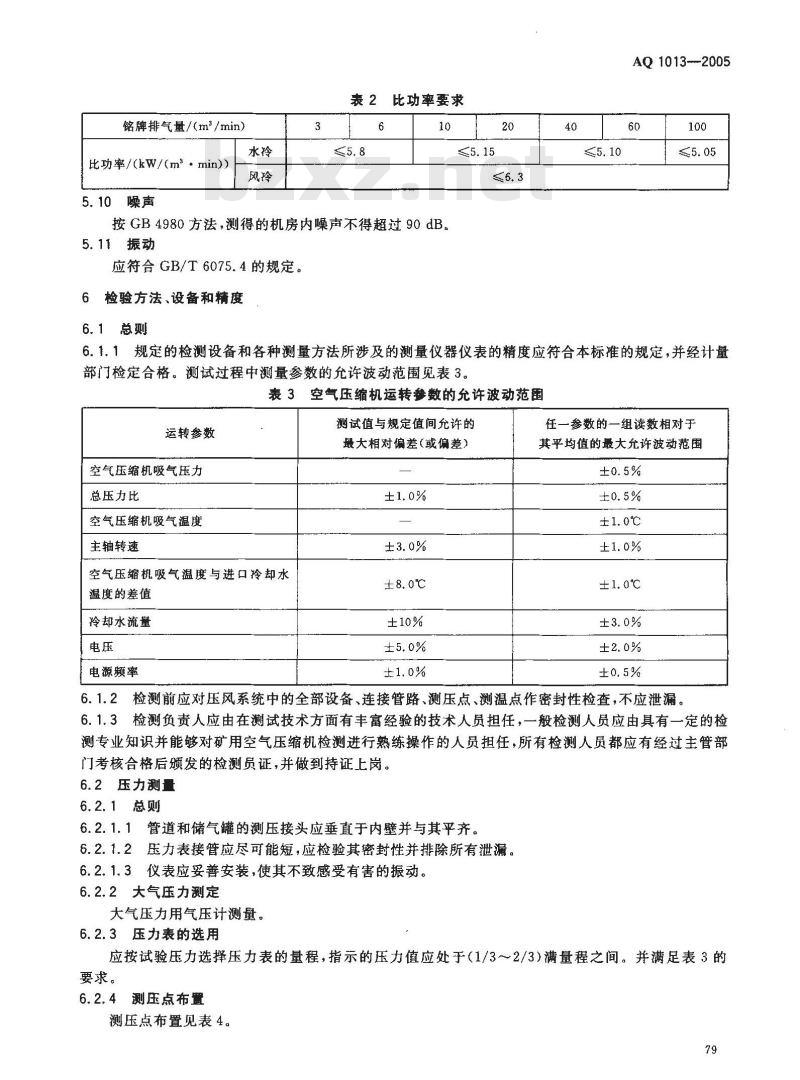 AQ 1013-2005 煤矿在用空气压缩机安全检测检验规范