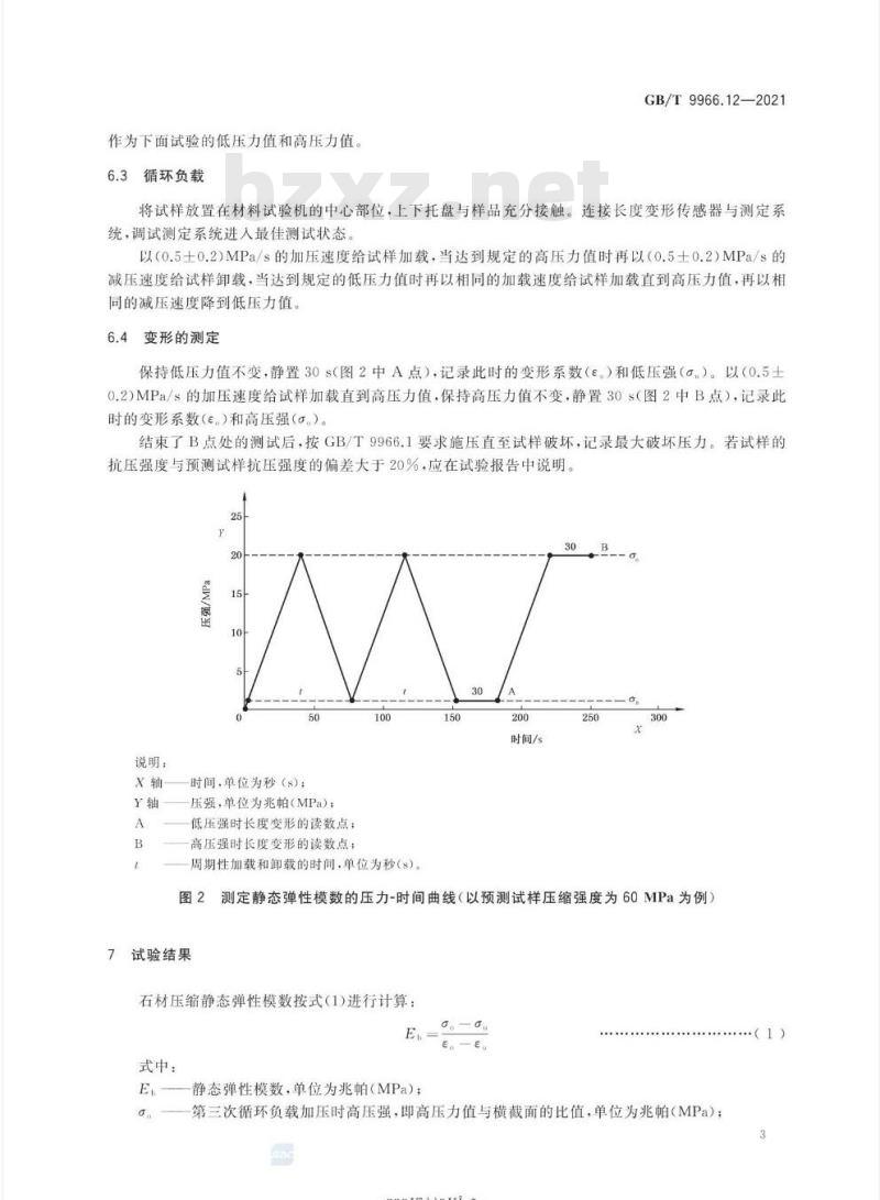 GB/T 9966.12-2021 天然石材试验方法第12部分:静态弹性模数的测定