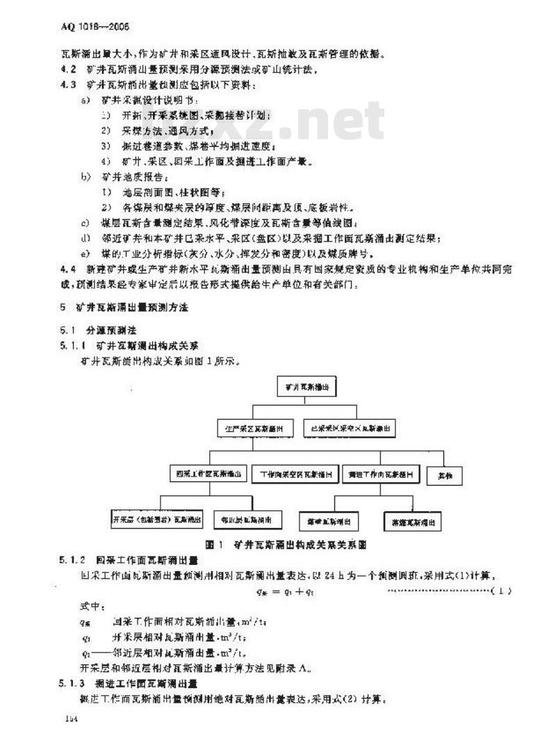 AQ 1018-2006 矿井瓦斯涌出量预测方法