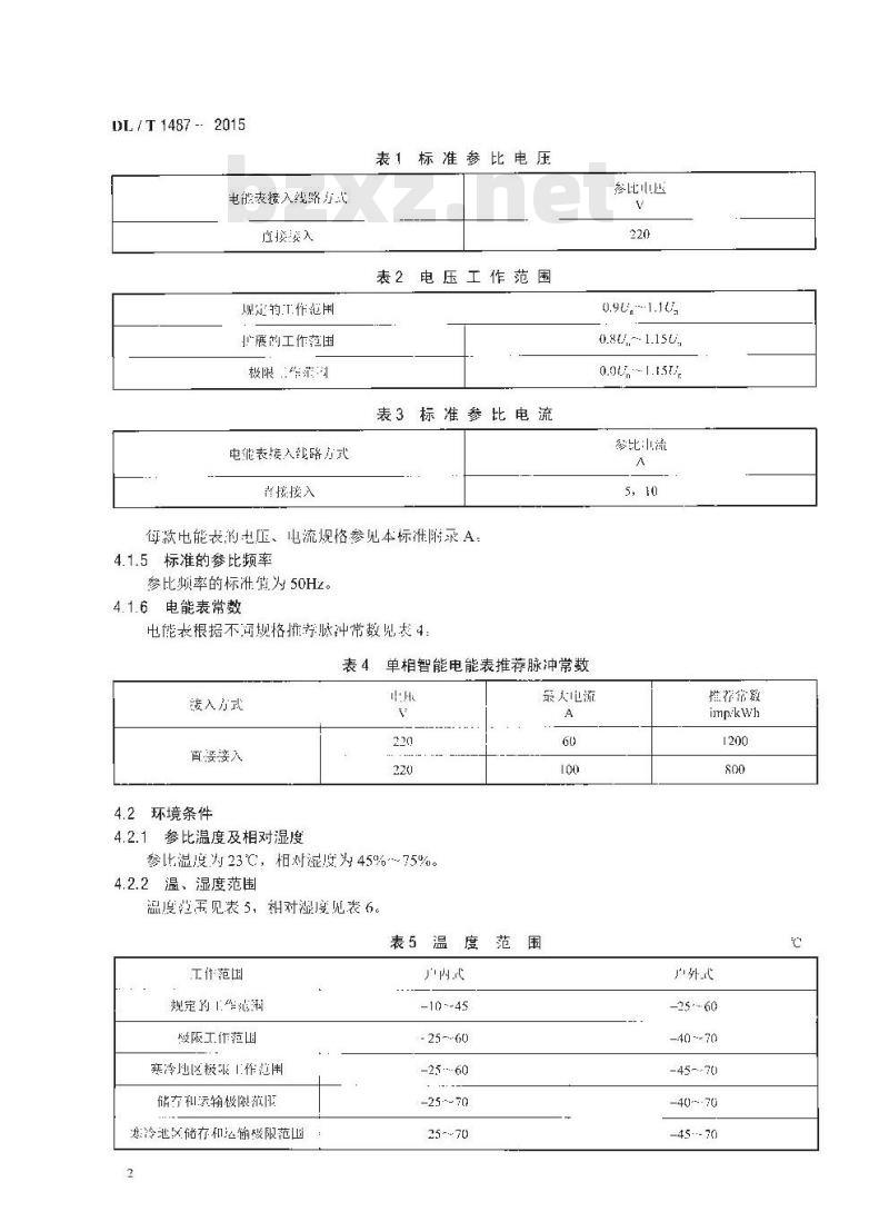 DL/T 1487-2015 单相智能电能表技术规范