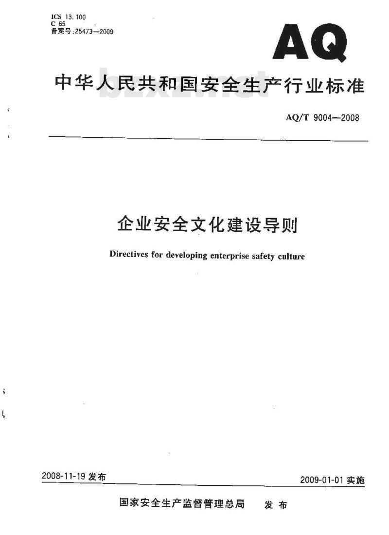 AQ/T 9004-2008 企业安全文化建设导则