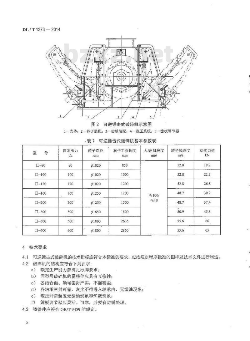 DL/T 1373-2014 可逆锤击式破碎机
