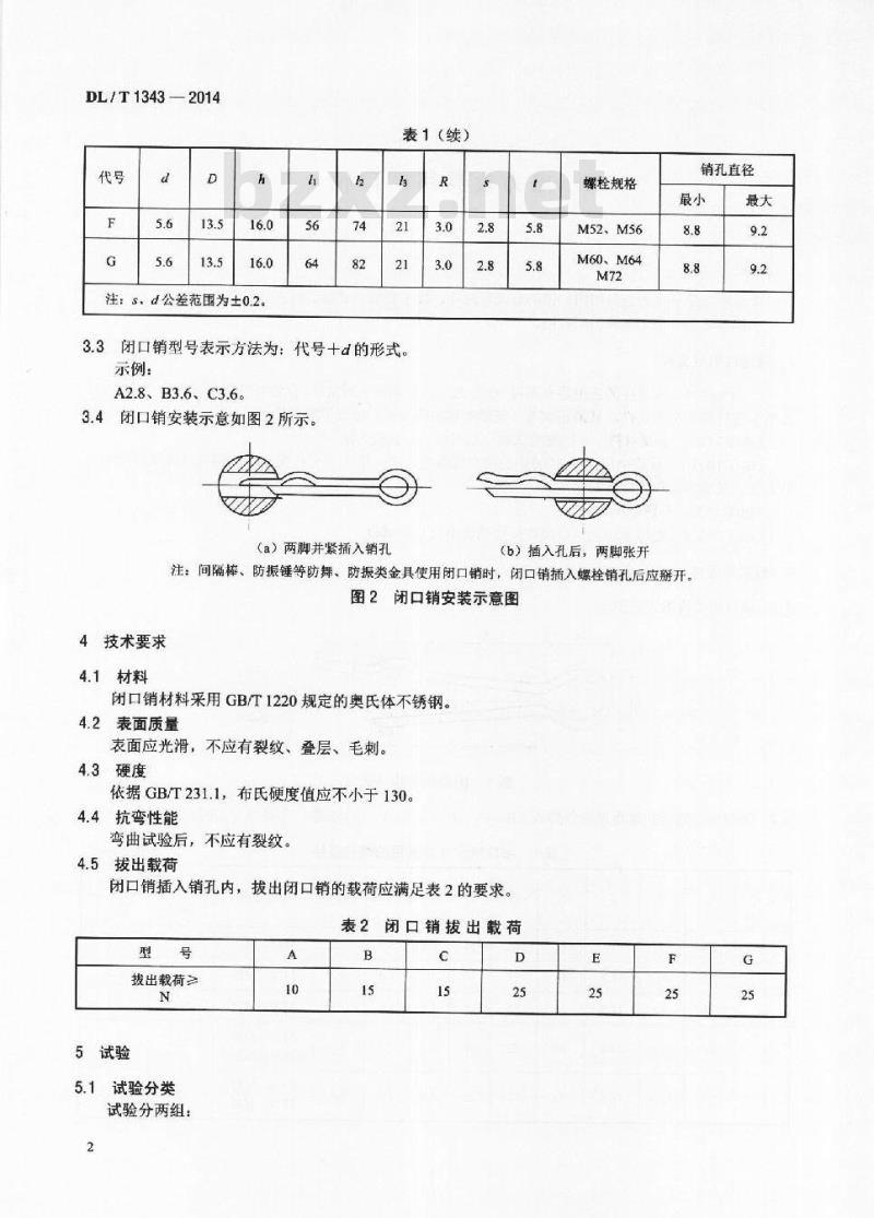 DL/T 1343-2014 电力金具用闭口销