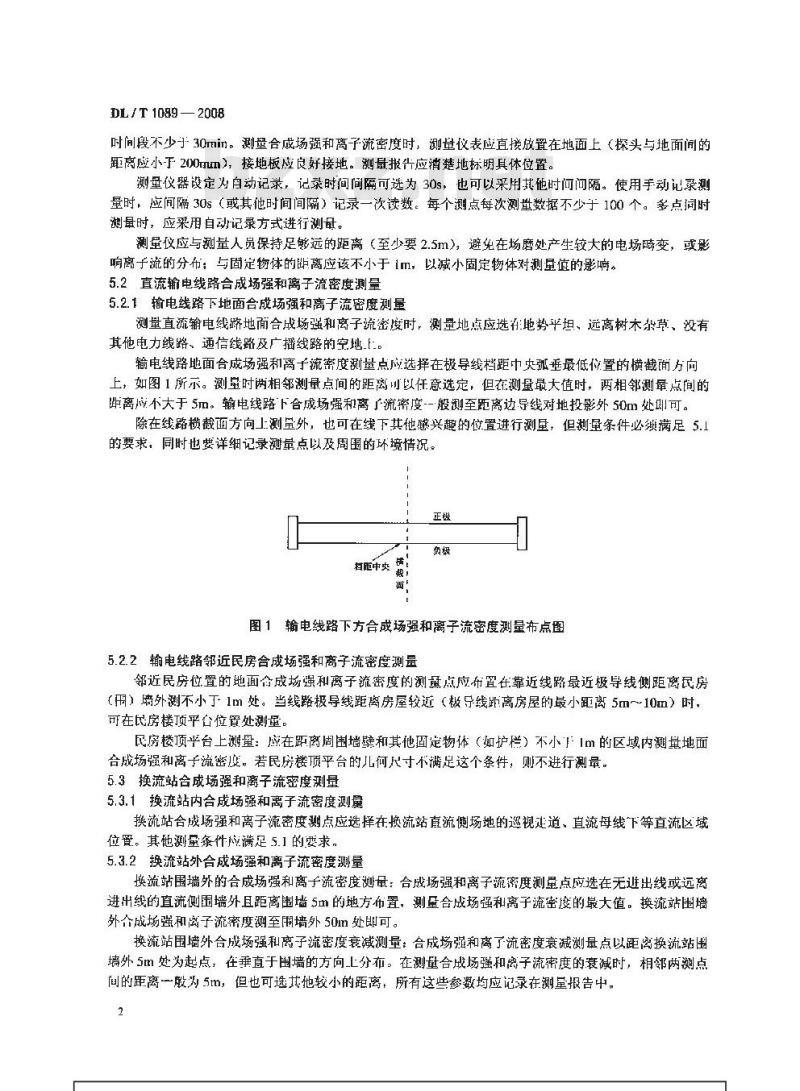 DL/T 1089-2008 直流换流站与线路合成场强、离子流密度测量方法