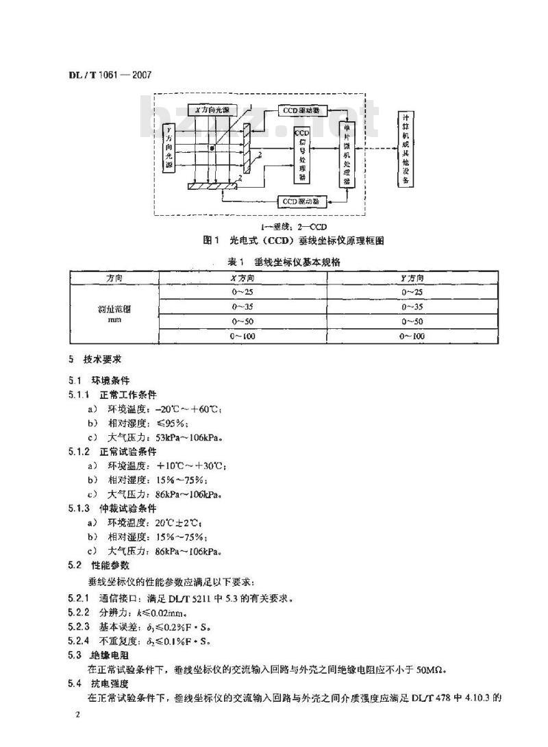DL/T 1061-2007 光电式(CCD)垂线坐标仪