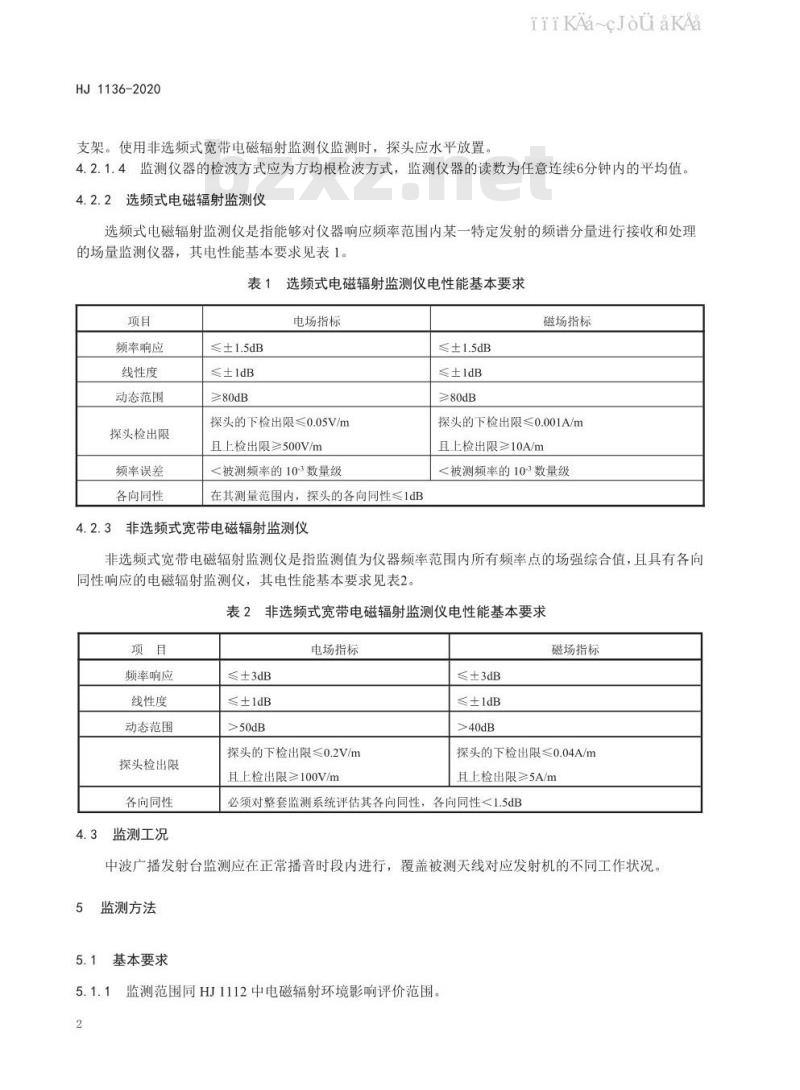HJ 1136-2020 中波广播发射台电磁辐射环境监测方法