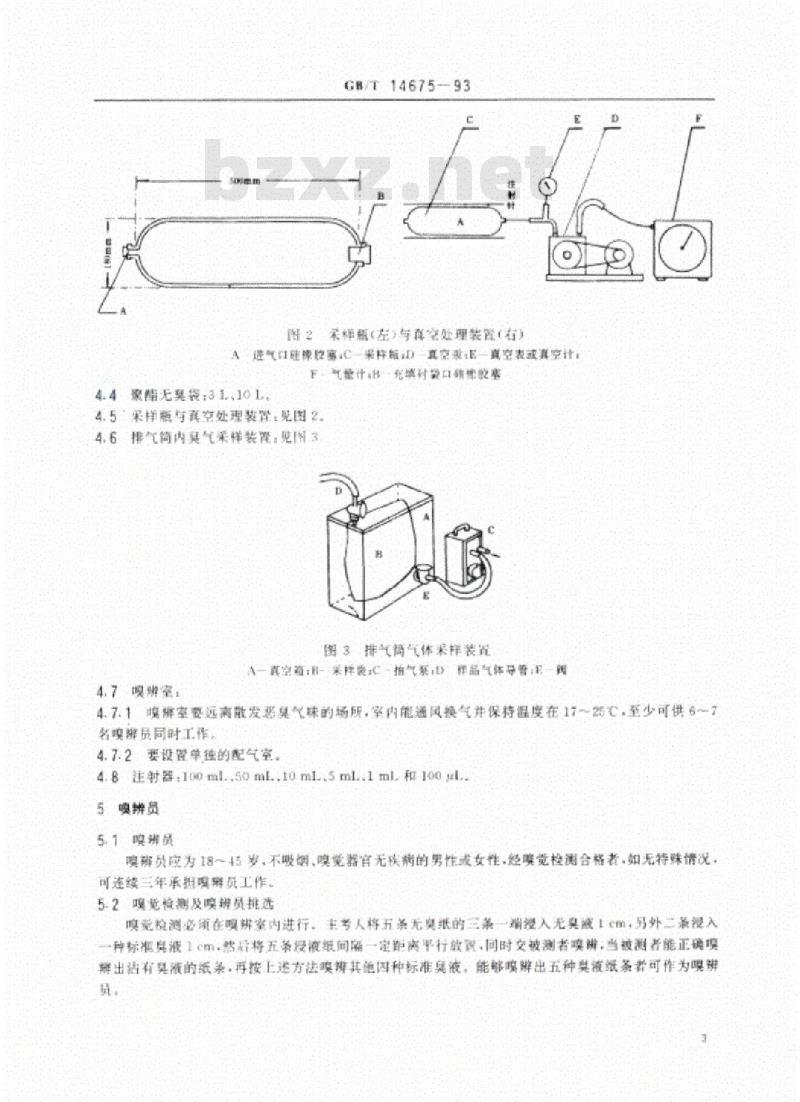 GB/T 14675-1993 空气质量  恶臭的测定  三点比较式臭袋法