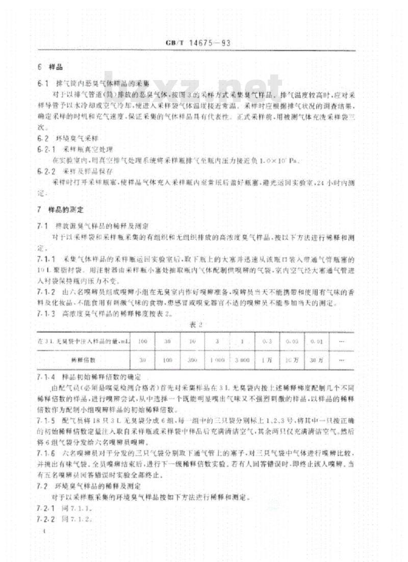 GB/T 14675-1993 空气质量  恶臭的测定  三点比较式臭袋法