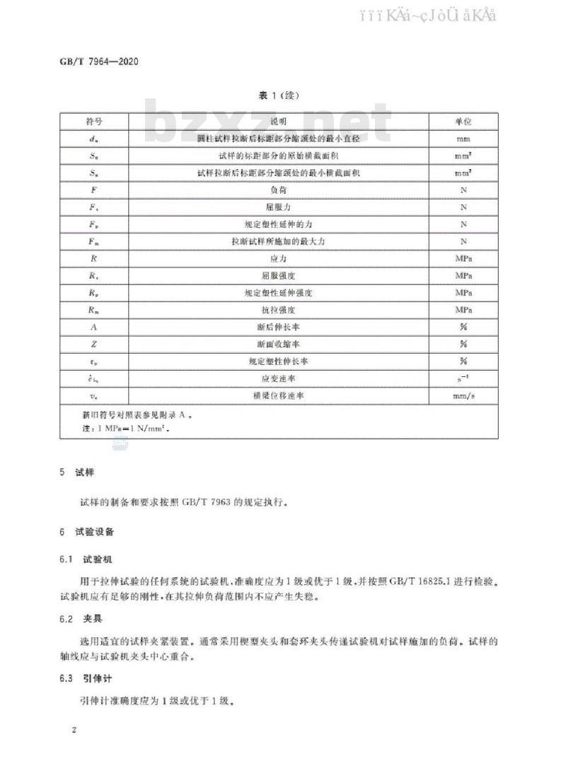 GB/T 7964-2020 烧结金属材料(不包括硬质合金) 室温拉伸试验