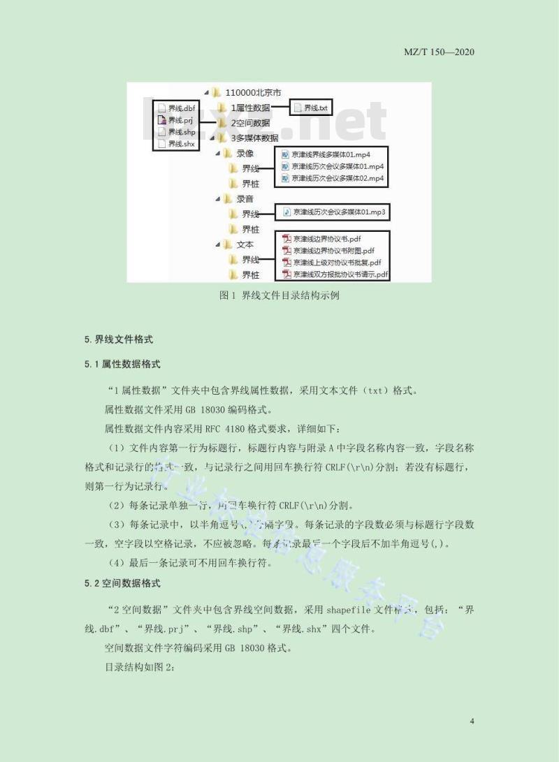 MZ/T 150-2020 行政区域界线数据交换格式