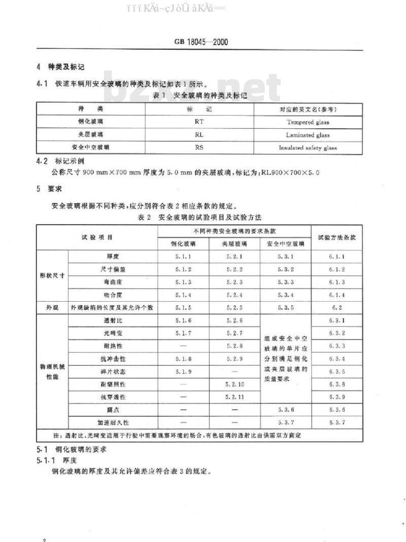 GB 18045-2000 铁路车辆用安全玻璃