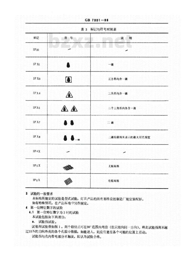 GB 7001-1986 灯具外壳防护等级分类