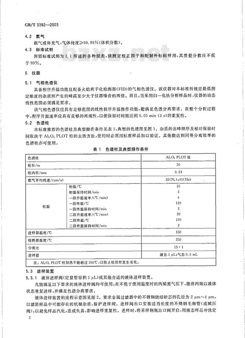 GB/T 3392-2003 工业用丙烯中烃类杂质的测定 气相色谱法