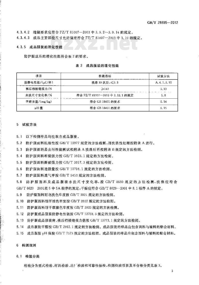 GB/T 28895-2012 防护服装 抗油易去污防静电防护服