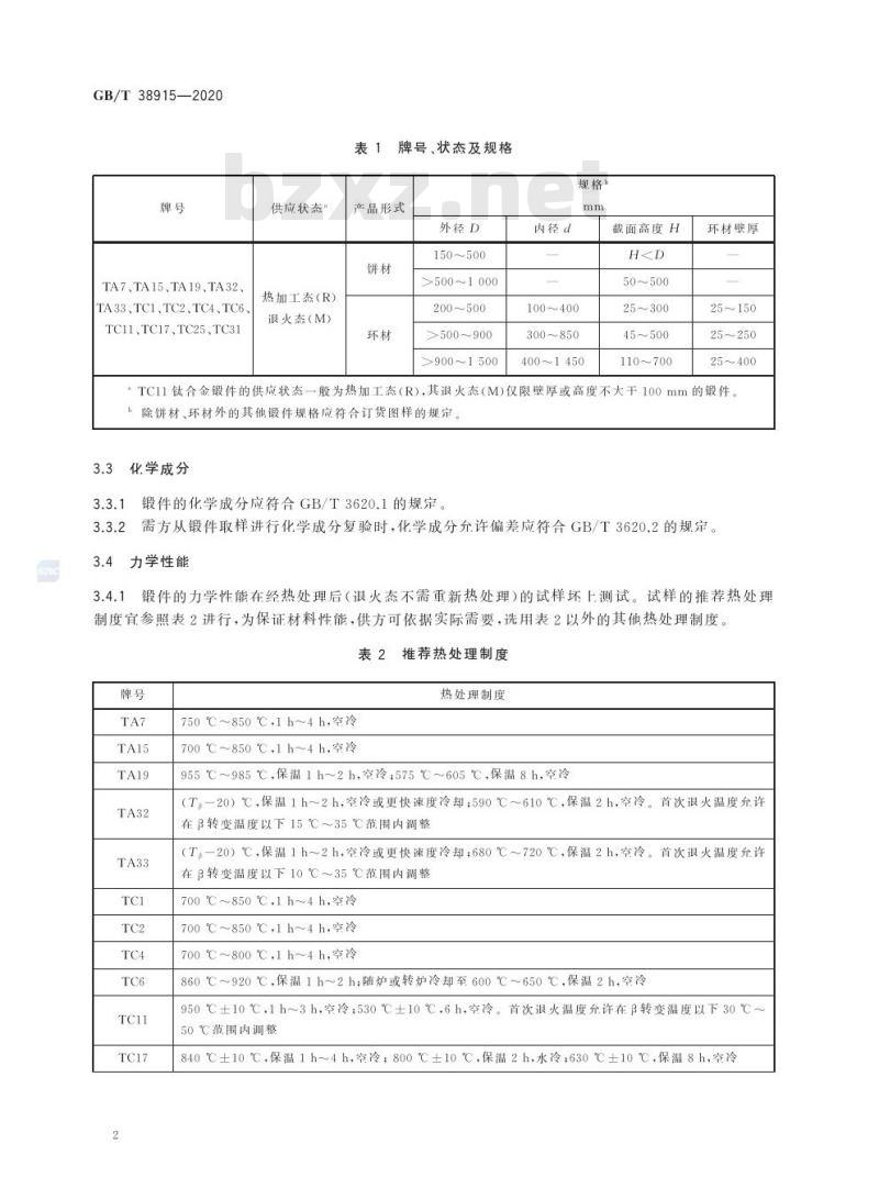 GB/T 38915-2020 航空航天用高温钛合金锻件