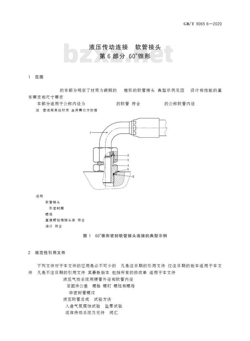 GB/T 9065.6-2020 液压传动连接 软管接头第6部分:60°锥形