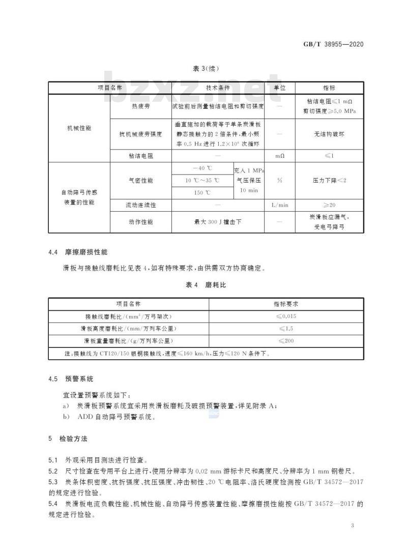 GB/T 38955-2020 城市轨道交通车辆用炭滑板