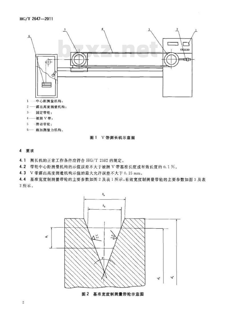 HG/T 2647-2011 代皆 HG/T 2647-1991 普通 V 带和窄 V 带测长机技术条件