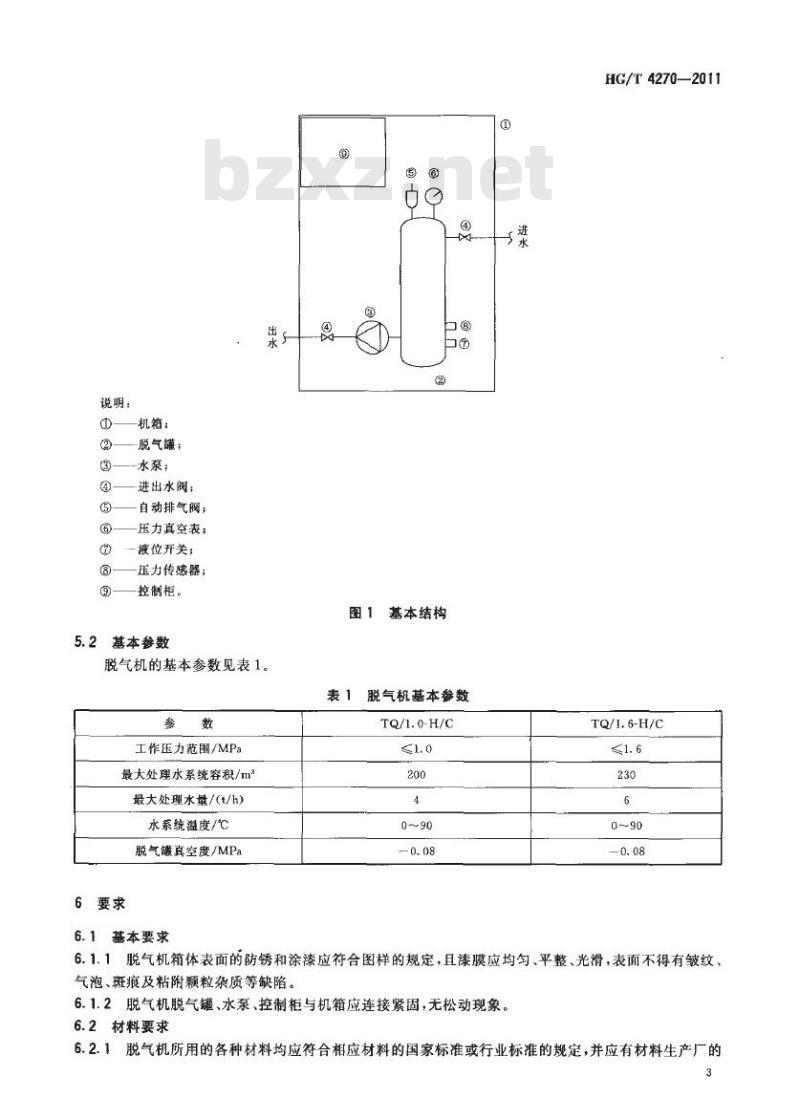 HG/T 4270-2011 循环水系统真空脱气机