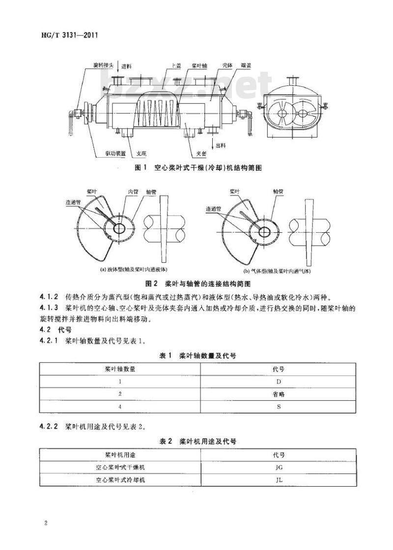 HG/T 3131-2011 代替 HG/T 3131-1998 空心桨叶式干燥(冷却)机