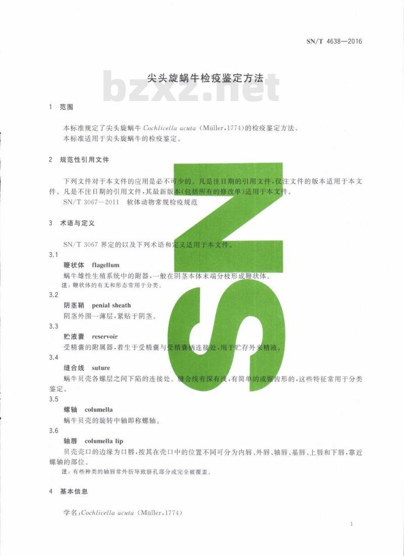 SN/T 4638-2016 尖头旋蜗牛检疫鉴定方法