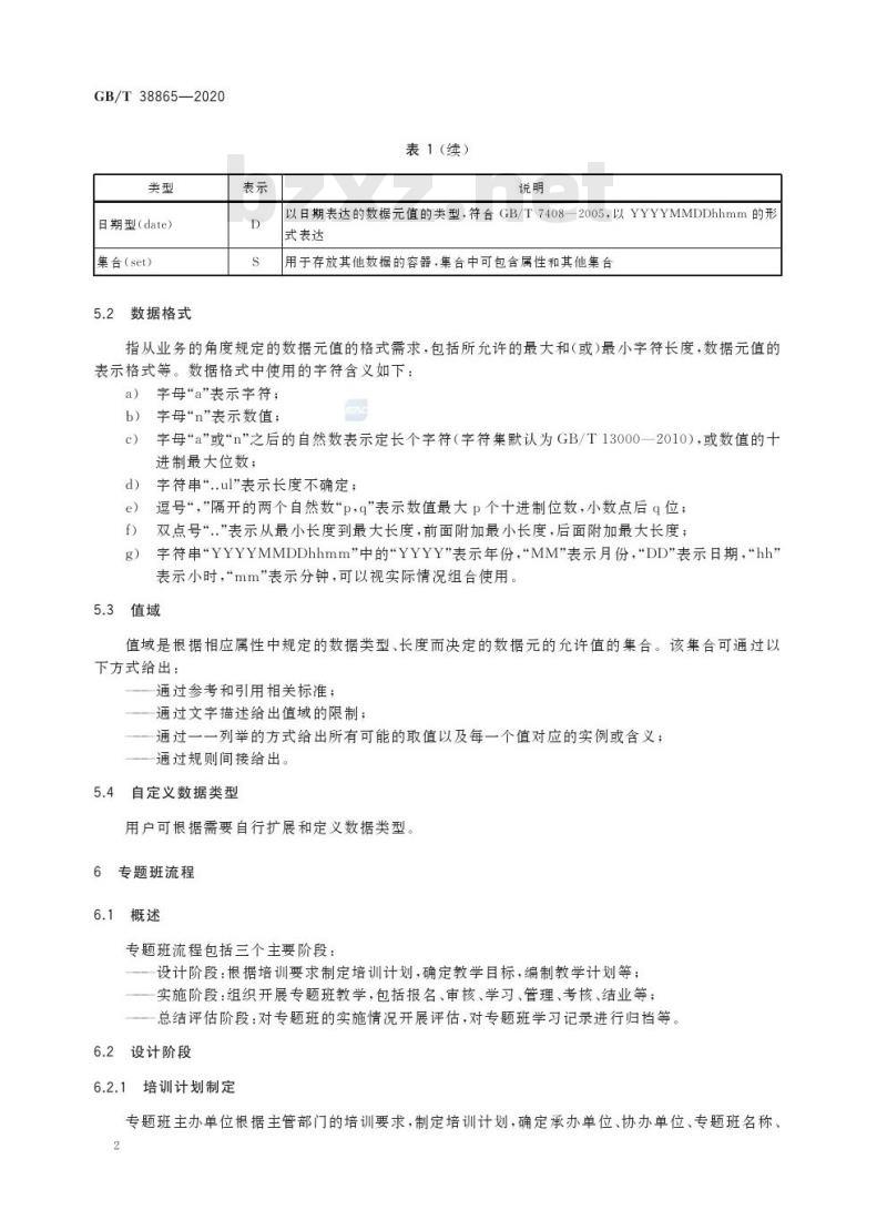 GB/T 38865-2020 干部网络培训 专题班规范