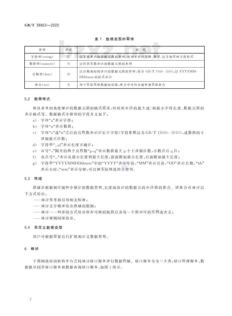 GB/T 38863-2020 干部网络培训 平台数据接口技术要求