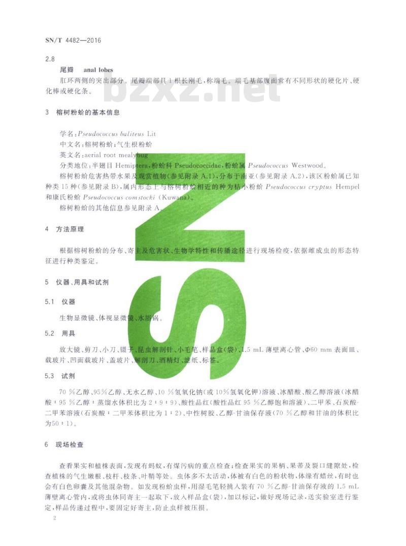 SN/T 4482-2016 榕树粉蚧检疫鉴定方法