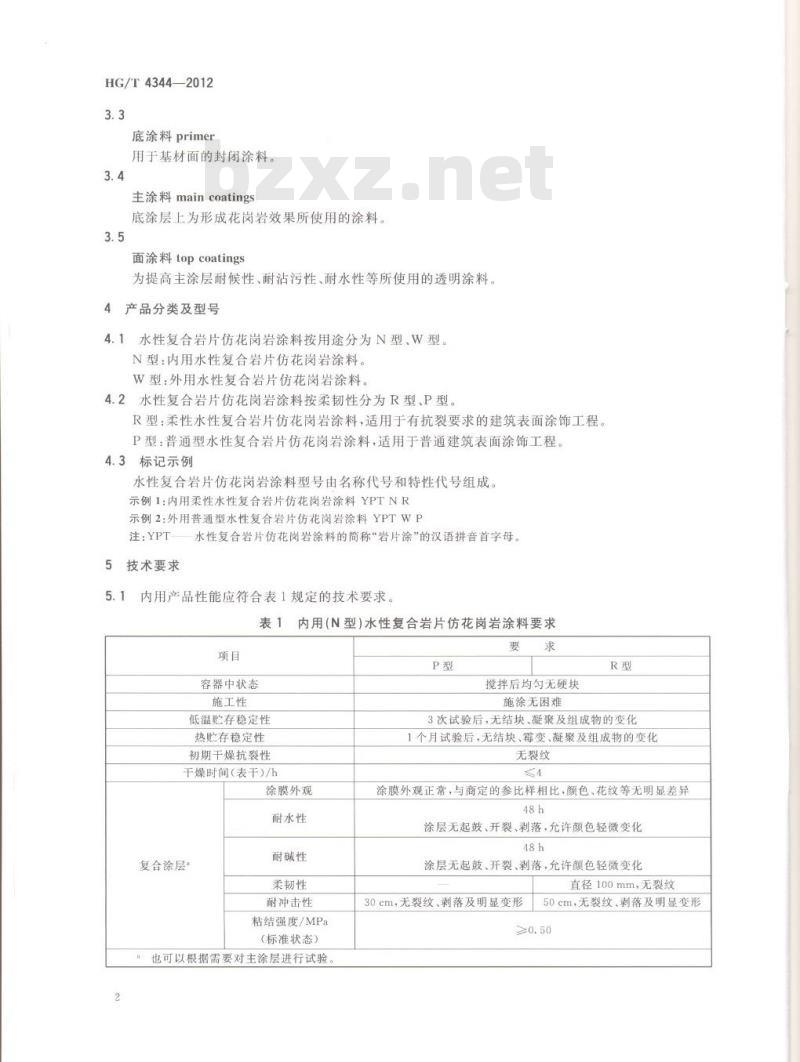 HG/T 4344-2012 水性复合岩片仿花岗岩涂料