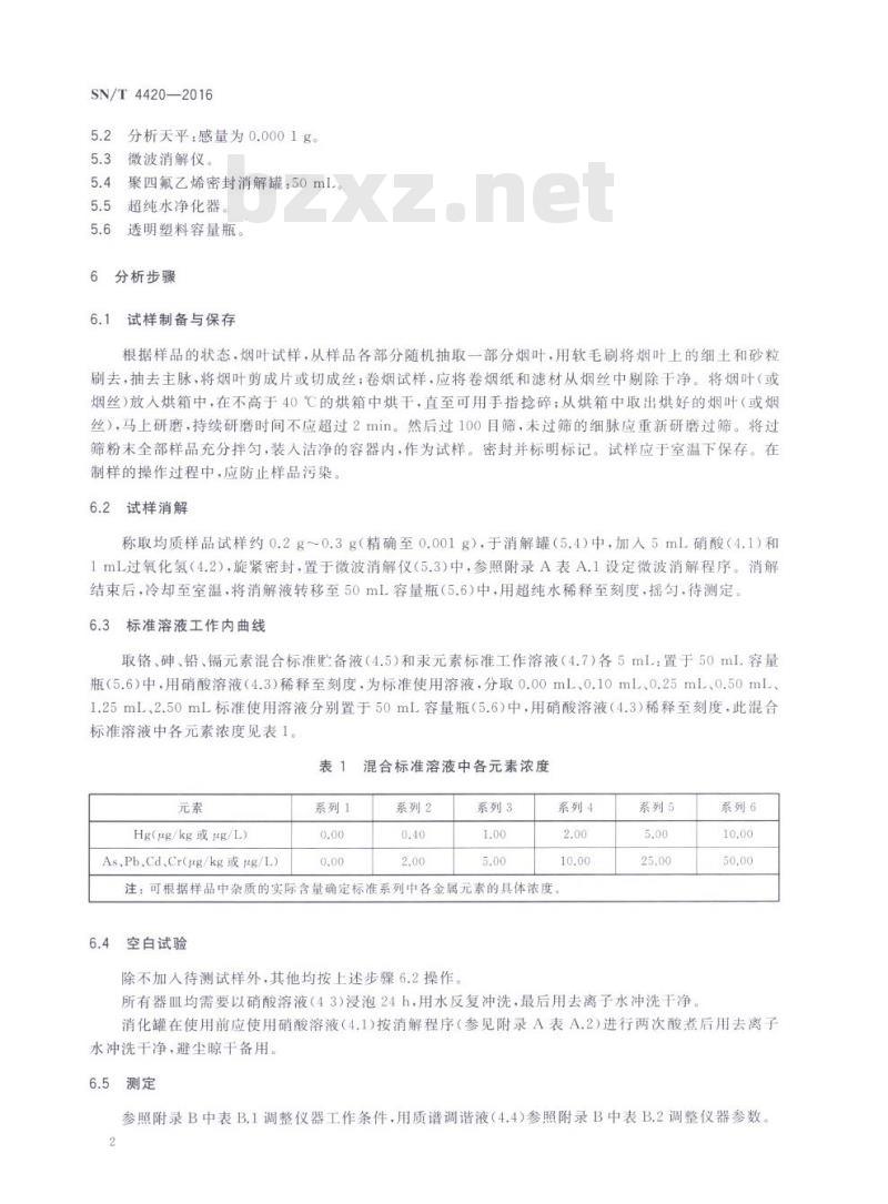 SN/T 4420-2016 出口烟草及烟草制品中铅、砷、汞、镉、铬的测定电感耦合等离子体质谱法