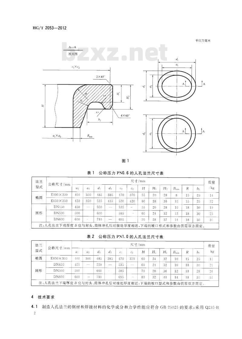 HG/T 2053-2012 代替 HG/T 2053-2005 搪玻璃设备 人孔法兰