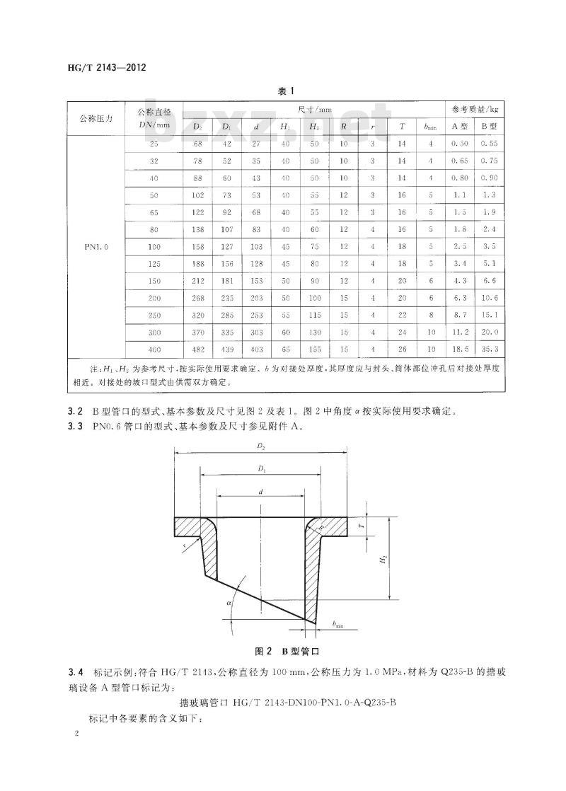 HG/T 2143-2012 代替 HG/T 2143-2006 搪玻璃设备 管口