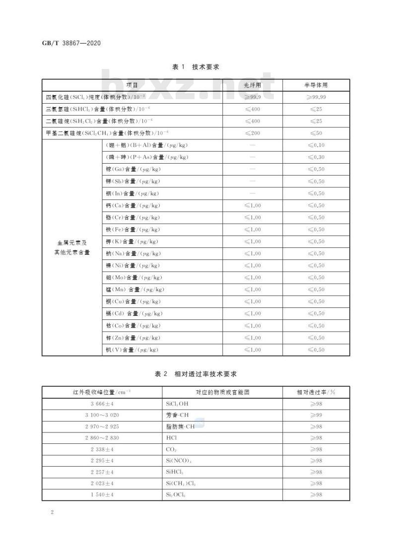 GB/T 38867-2020 电子工业用四氯化硅